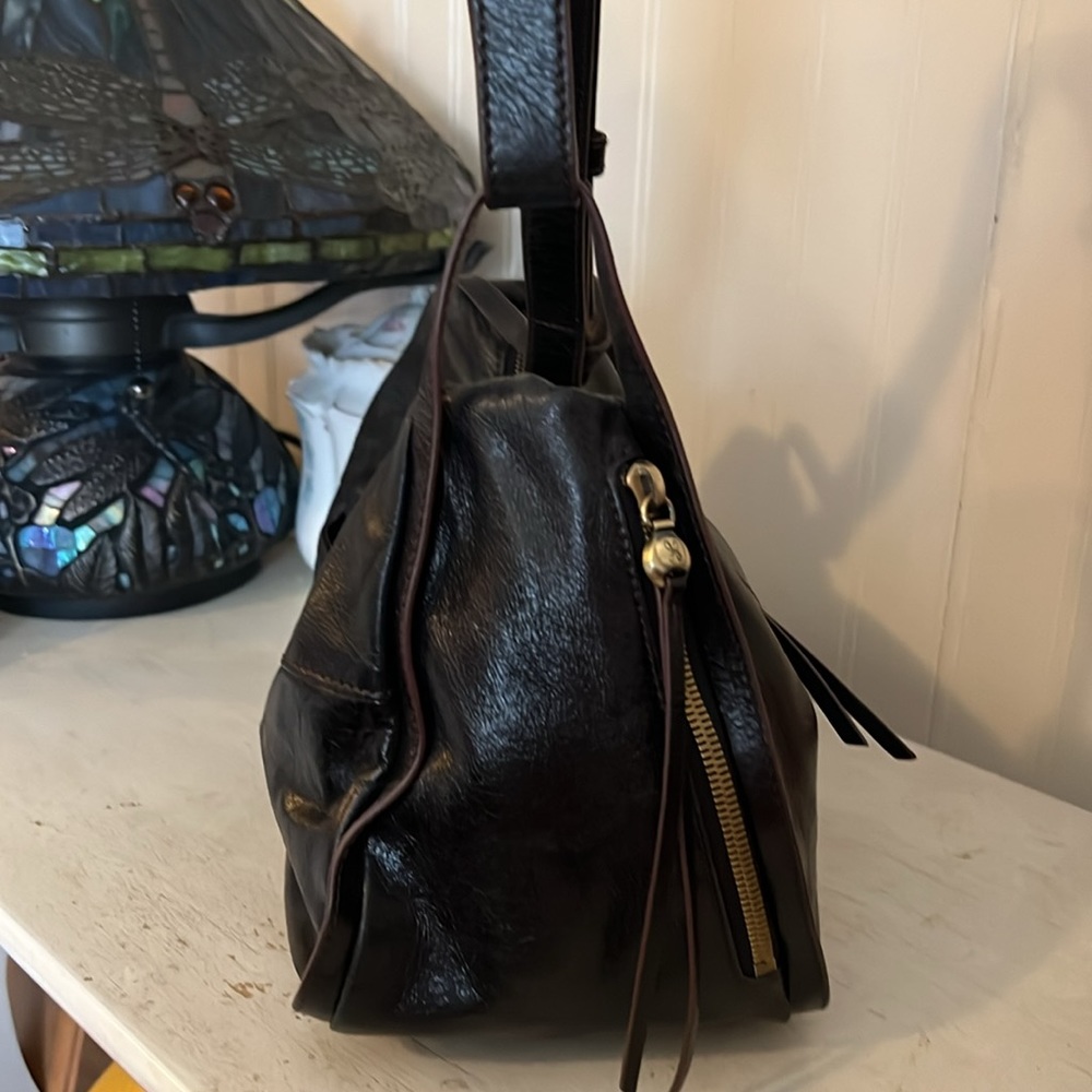 Vintage Hobo black leather shoulder bag convertible strap satchel - Picture 2 of 9